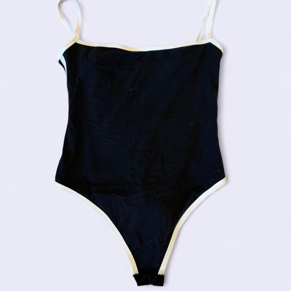 SKIMS Black and Cream Kids Bodysuit
